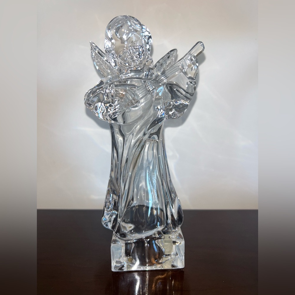 Mikasa Crystal Angel Figurine Herald Collection Germany Mandolin 7.5" Christmas